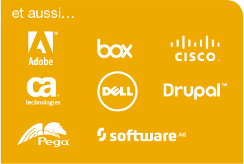 Et aussi... Adobe, Box, Cisco, CA technologies, Dell, Drupal, Pega, Software AG, etc.