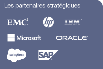 Les partenaires stratégiques : EMC2, HP, IBM, Microsoft, Oracle, Salesforce, SAP
